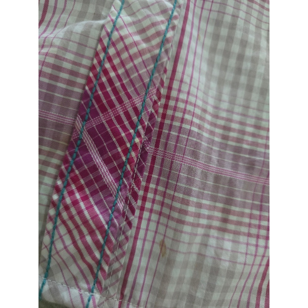 Rock & Roll Cowgirl Pink Plaid Rhinestone Embroidered Western Pearl Snap Shirt M - Picture 8 of 8